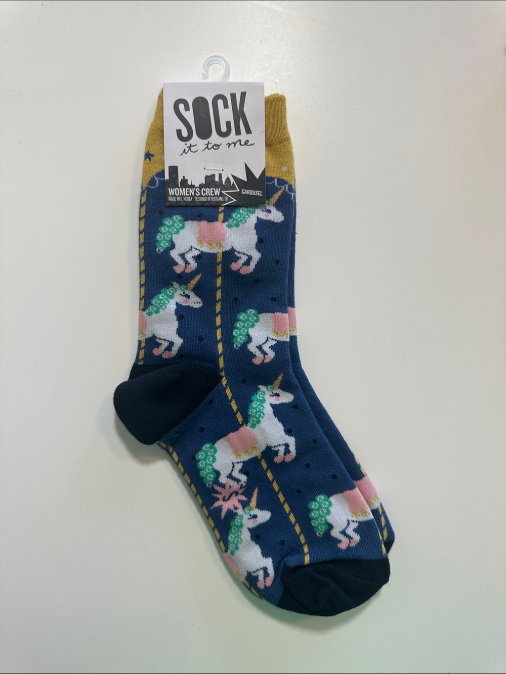 Sock it to me Women’s Crew Blue Socks with Unicorns